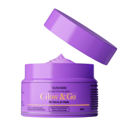 Suroskie Glow & Go De-Tan Clay Mask | Kaolin Clay & Kojic Extract-50g