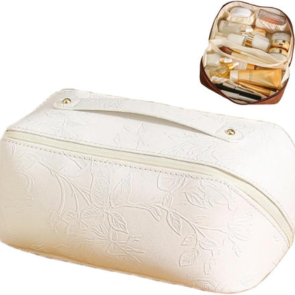 ABTRIX with AB Leather Travel Makeup Bag with Divider and Handle