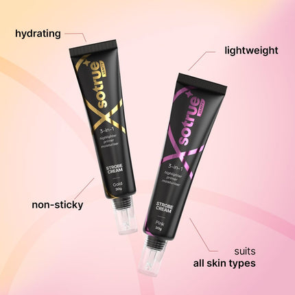 Sotrue Strobe Cream Combo Pack of 2, Gold and Pink - 30gm Each | Primer + Highlighter + Moisturizer