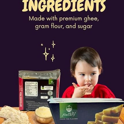 Traditional Ghee Mysore Pak, Handcrafted Indian Sweet with Pure Ghee, Soft & Crumbly Texture, 2 Pieces, 80g