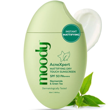 Moody AcneXpert Ultra Matte Dry Touch Sunscreen Gel with Niacinamide & Green Tea -50ML
