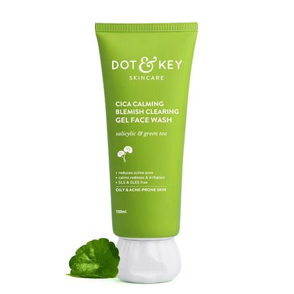 Dot & Key CICA Face Wash for Acne Prone Skin, 2% Salicylic Acid with Green Tea-100ml