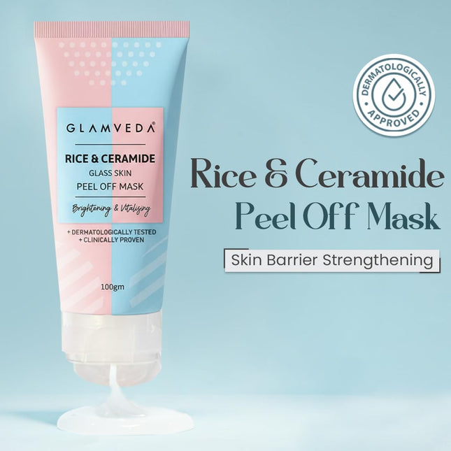 Glamveda Korean Glass Skin Rice & Ceramide Peel Off Mask 100gm