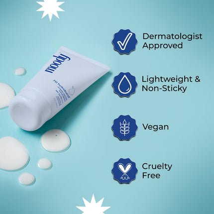 Moody Hydro Burst Water Sunscreen With Hyaluronic & SPF 50 PA +++ UVA/B Protection-30ml