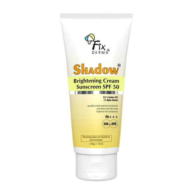 Fixderma Shadow Brightening Sunscreen SPF50 PA+++ with 1% Alpha Arbutin-50GM