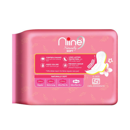 NIINE Naturally Soft Ultra Thin XL+ Sanitary Napkins for Heavy Flow (Pack of 2) 30 Pads