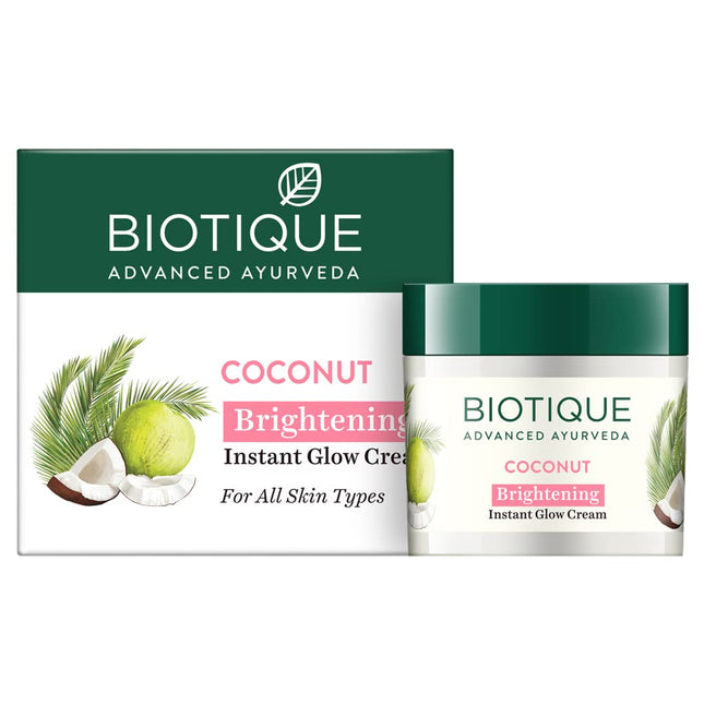 Biotique Coconut Brightening Instant Glow Cream All Skin Types | 50gm