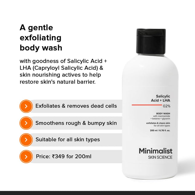 Minimalist 2% Salicylic Acid + LHA Body Wash -200ml