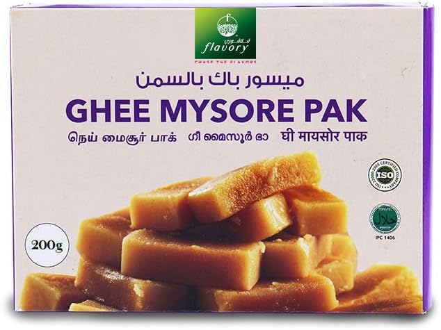 Traditional Ghee Mysore Pak, Handcrafted Indian Sweet with Pure Ghee, Soft & Crumbly Texture, 200g