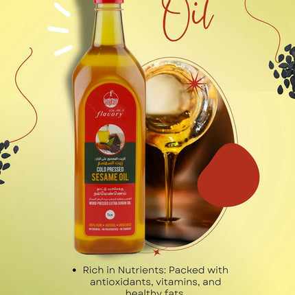 Flavory Cold Pressed Sesame Oil, Pure & Natural Oil for Cooking and Skin Care, 1 Litre
