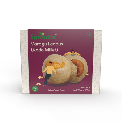 Flavory Sprouted Kodo (Varagu) Laddu, Healthy Snack Made with Sprouted Kodo Millet, Ghee & Jaggery, Nutritious & Delicious, 150g