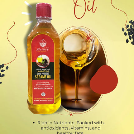 Flavory Cold Pressed Sesame Oil, Pure & Natural Oil for Cooking and Skin Care, 500ml