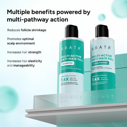 Arata Multi-Active Anti-Hair Fall Shampoo & Conditioner-400ml Pack of 2