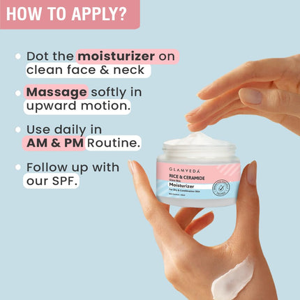 Glamveda Rice & Ceramide Face Moisturizer Cream -50ml