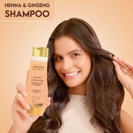 Jovees Herbal Henna & Ginseng Anti Hair Fall Shampoo for All Hair Types | Men & Women - 300ml