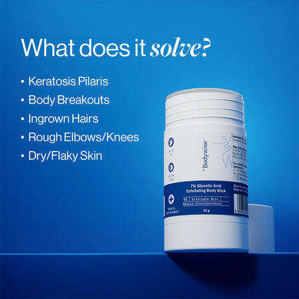 Be Bodywise 7% Glycolic Acid Face & Body Stick | With 0.5% Salicylic Acid & Shea Butter | 30g