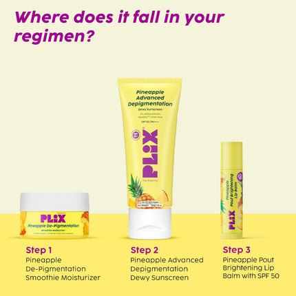 PLIX - THE PLANT FIX Pineapple Lip Balm with SPF 50 Kojic Acid & Vitamin C | SPF 50 PA ++ 4g