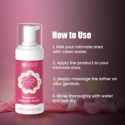 Skin Elements Intimate wash for Women 120 ml | with Rose Water, Chamomile, Calendula & Aloe Vera