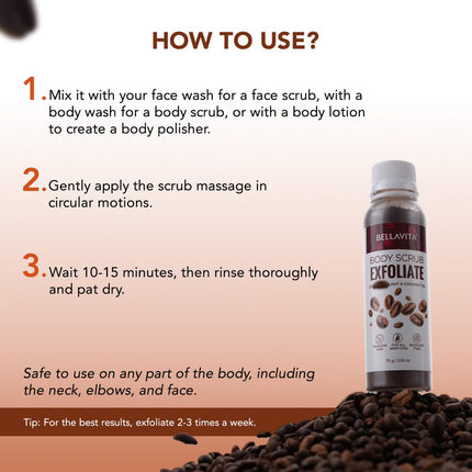 Bella Vita Organic Exfoliate Coffee Scrub For Face & Body Scrub 75 G