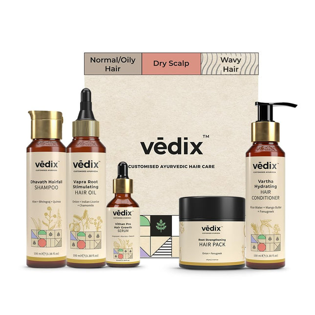 Vedix Ayurvedic Hair growth Kit | 5 product Kit | for Normal Hair, Dry Scalp, Wavy Hair