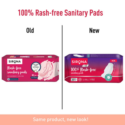 Sirona Max Sanitary Pads for Women | XL Plus (Pack of 30 Pads)