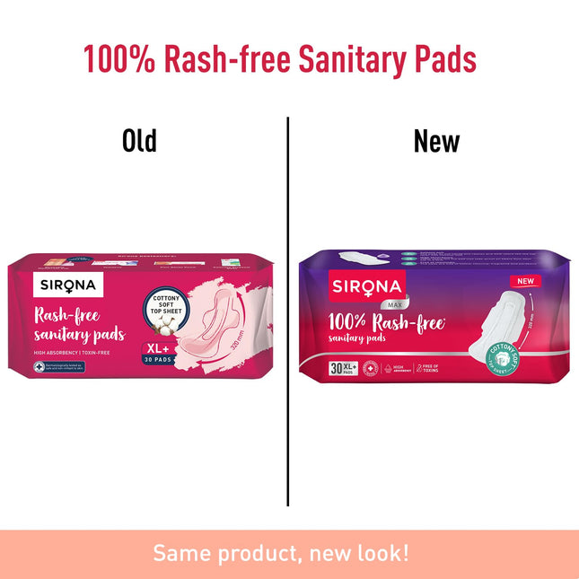 Sirona Max Sanitary Pads for Women | XL Plus (Pack of 30 Pads)