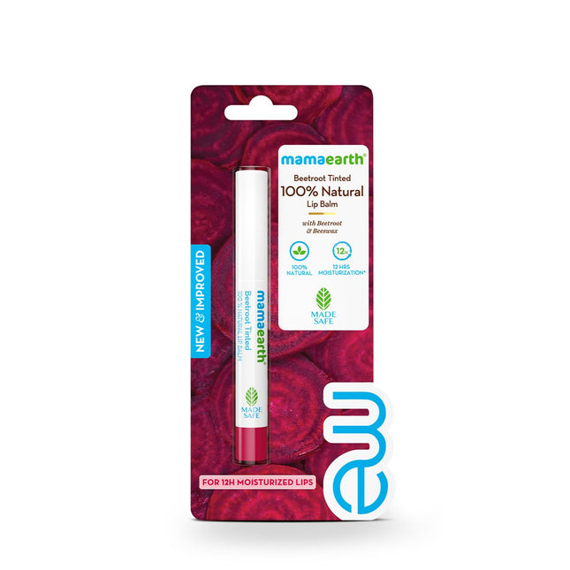 Mamaearth Beetroot Tinted 100% Natural Lip Balm with Beetroot & Beeswax for 12h Moisturized Lips - 2 g