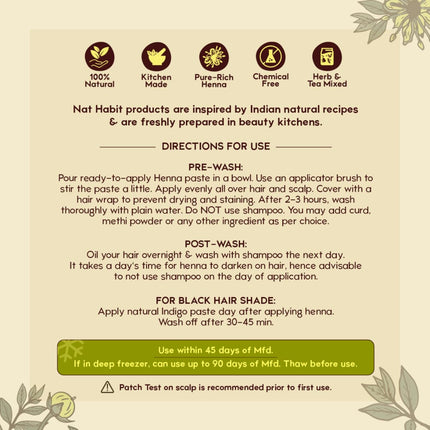 Nat Habit - Fresh Henna Paste, Pre-Soaked in Black Tea (Pack of 2 x 220g)