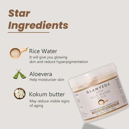 Glamveda Rice Water Brightening Face Scrub Cream-100g