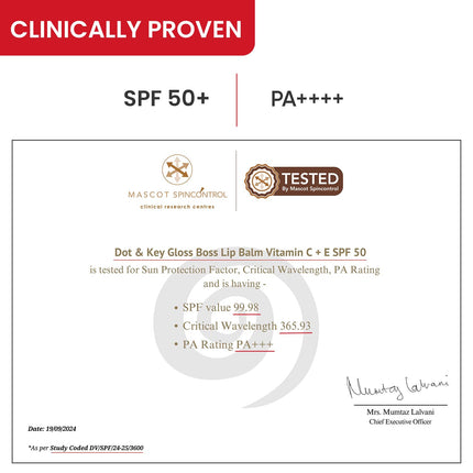 Dot & Key Strawberry Lip Balm (12gm) with SPF 50 & Vitamin C + E  Moisturization