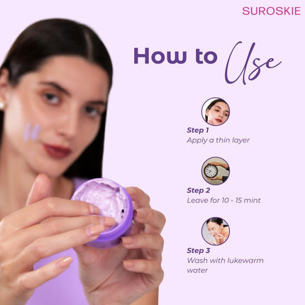 Suroskie Glow & Go De-Tan Clay Mask | Kaolin Clay & Kojic Extract-50g