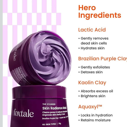 Foxtale Original De-Tan Face Mask Clay Mask with Lactic Acid 75g
