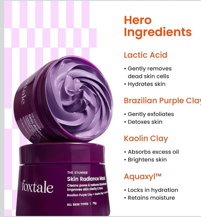 Foxtale Original De-Tan Face Mask Clay Mask with Lactic Acid 75g