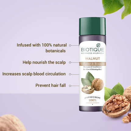 Biotique Walnut Volume and Bounce Shampoo and Conditioner-190ml