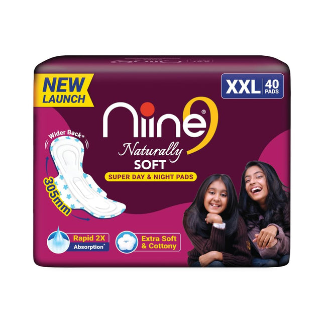 NIINE Naturally Soft XXL Sanitary Pads for Women | 40 Pads | 305MM
