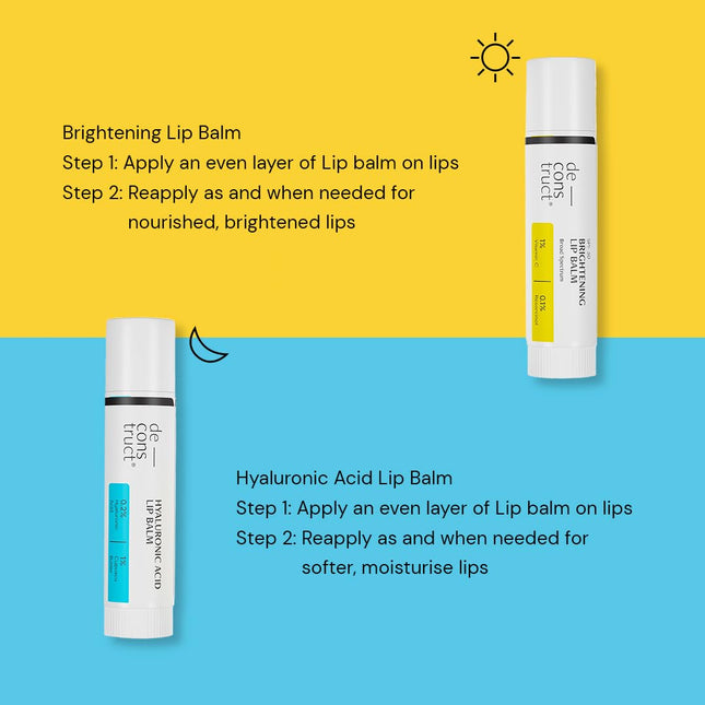 Deconstruct Bright & Hydrate Lip Duo | 1% Vitamin C & 0.1% Resorcinol And 0.2% Hyaluronic Acid & 1% Cupuacu Butter Lip Balm-4Gm Pack Of 2