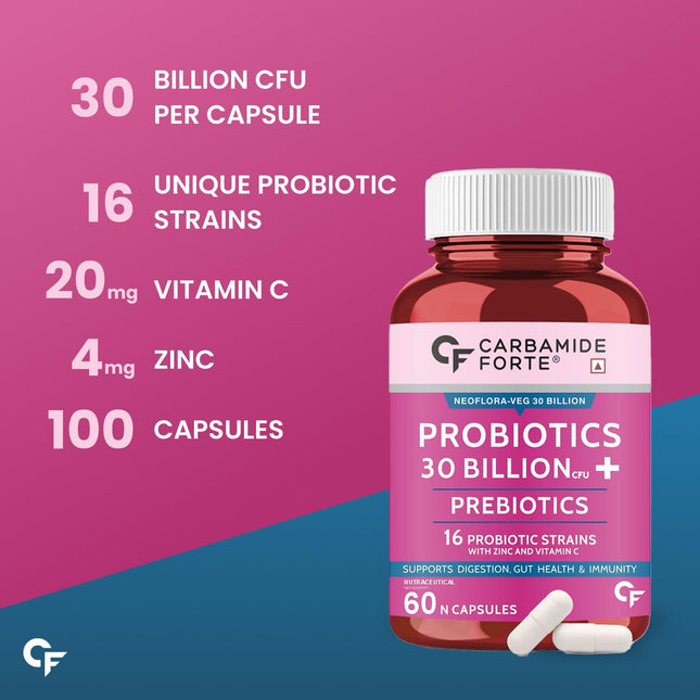 Carbamide Forte Probiotics Supplement - 60 Veg Capsules