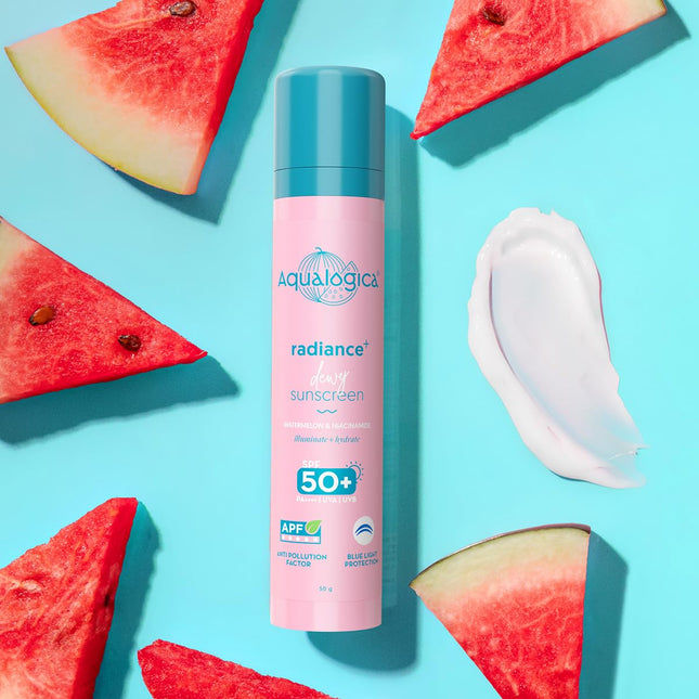Aqualogica Radiance+ Dewy Sunscreen with Watermelon & Niacinamide with SPF 50 & PA++++ - 50g