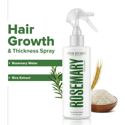 UrbanBotanics Rosemary Water Spray for Hair Growth All Hair Types, 100ml