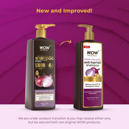 WOW Skin Science Onion + Collagen Anti-Hairfall Shampoo-1 Liter