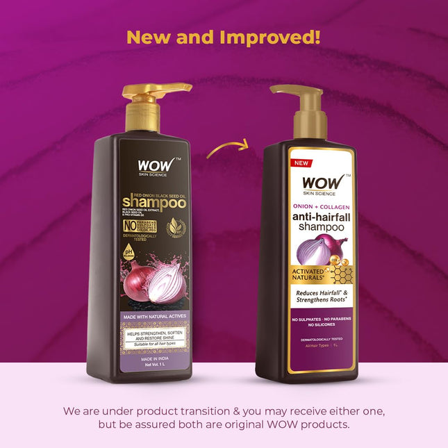 WOW Skin Science Onion + Collagen Anti-Hairfall Shampoo-1 Liter