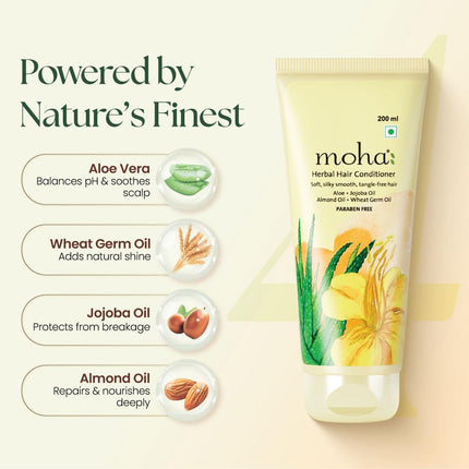 Moha Herbal Hair Conditioner | Herbal Conditioner with Aloe, Jojoba & Wheat Germ & Olive Oil-200ml
