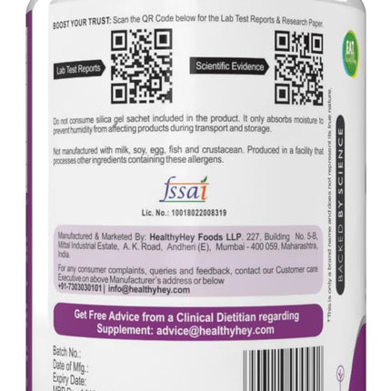 HealthyHey Nutrition Calcium And Vitamin D3 Capsules (120 Capsules | 100% Veg)