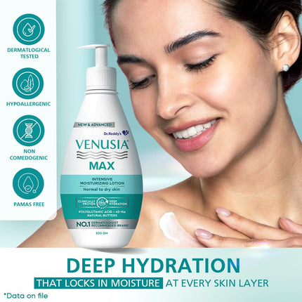 Dr. Reddy's Venusia Max Intensive Moisturizing Lotion Normal to Dry Skin | 500 g