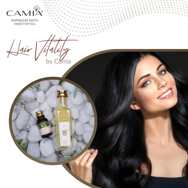 CAMIA Premium Cold Pressed Organic Castor Oil, 100 ML + Rosemary Essential Oil