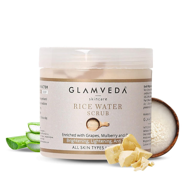 Glamveda Rice Water Brightening Face Scrub Cream-100g