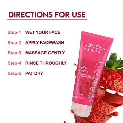 Jovees Herbal Strawberry Face Wash For Normal to Dry Skin Types - 120ML