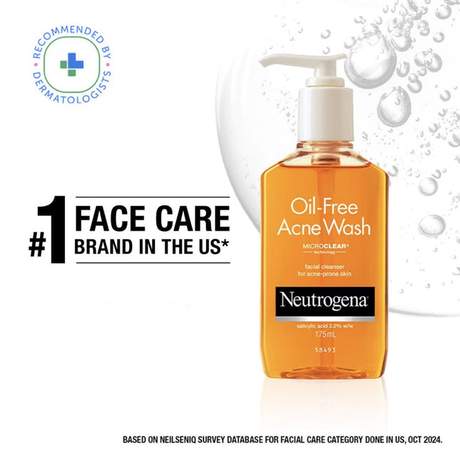 Neutrogena Oil Free Acne Wash | 2% Salicylic Acid Deep Cleansing Face Wash for Oily Skin-175ML