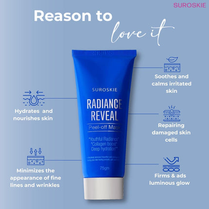 Suroskie Radiance Reveal Peel Off Mask Honey, Milk Protein & Collagen - 75g