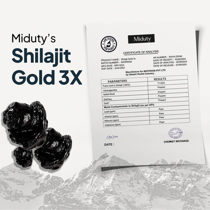 Miduty Shilajit Gold 3X Resin 500–1000 mg Serving - 20 grams